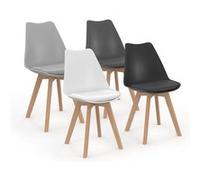 IDMarket - Lot de 4 chaises scandinaves SARA Mix Color Gris foncé, Gris Clair, Blanc et Noir