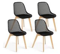 IDMarket Lot de 4 chaises de salle à manger MANDY scandinaves noir