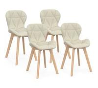 IDMARKET Lot de 4 chaises de salle à manger ROBINE en tissu beige