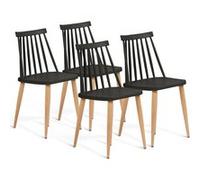 Lot de 4 chaise de bureau id market interieur non empilable non pliable en polypropylene H. 79 cm blanc noir G