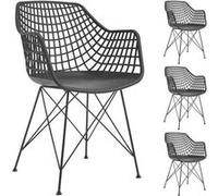 Lot de 4 chaise de bureau idimex H. 87 cm non empilable non pliable interieur en plastique noir noir G