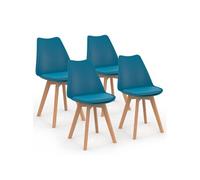 Lot de 4 chaise de bureau interieur non empilable non pliable en bois H. 80 cm bleu