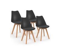Lot de 4 chaise de bureau interieur non empilable non pliable en bois H. 80 cm noir