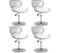 VIDAXL Lot 4 Chaises - Blanc Similicuir