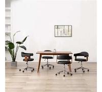 Lot de 4 chaise de bureau vidaxl H. 115.5 cm non pliable en bois interieur noir noir G