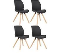 Lot de 4 chaise de conference clp en bois non pliable H. 87.5 cm interieur noir