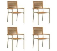 Lot de 4 chaise de conference GENERIQUE exterieur empilable non pliable en bois massif H. 90 cm