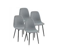 Lot de 4 Chaise de salle à manger avec assise rembourrée en tissu gris - Longueur 49 x Hauteur 86 x Profondeur 43 cm