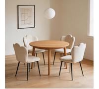 Lot de 4 chaise de salle à manger en Velours PIPIPOXER,Chaiese Avec dossier pétale parfaite,Pieds en métal noir,Beige,45×46×91