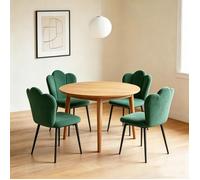 Lot de 4 chaise de salle à manger en Velours Vert PIPIPOXER,Chaiese Avec dossier pétale parfaite,Pieds en métal noir,45×46×91cm