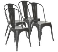 Lot de 4 Chaise de salle à manger rétro - Chaises de salle à manger empilables - 85*45*45cm - Maximale : 150 kg - Gris