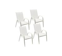 Happy Garden – Chaises de jardin MARBELLA – Textilène blanc, aluminium blanc – Lot de 4