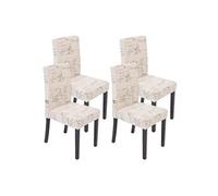 Mendler - Lot de 4 chaises de séjour Littau - Tissu Words Fabric - Pieds foncés