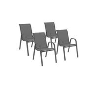 IDMarket - Lot de 4 chaises de Jardin LYMA empilables Gris Anthracite | En métal et textilène