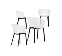 Lot de 4 chaise idimex en polypropylene non pliable exterieur blanc blanc G