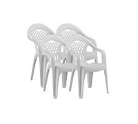 Pegane Lot de 4 chaises de jardin empilables - Blanc