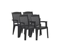 Pegane Lot de 4 chaises de jardin empilables - Gris