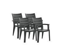Pegane Lot de 4 chaises de jardin empilables - Gris