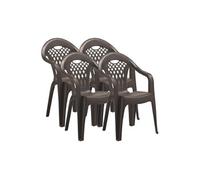 Pegane Lot de 4 chaises de jardin - Marron