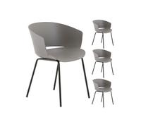Lot de 4 chaise exterieur non pliable H. 80 cm en plastique gris
