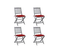 vidaXL Chaises de jardin pliantes 4 pièces avec coussins en bois massif d'acacia