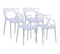 Lot de 4 chaise forme papillon en polypropylène coloris blanc - Longueur 55 x Profondeur 55 x Hauteur 83 cm