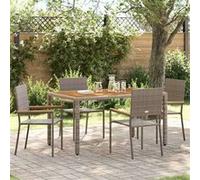 vidaXL Chaises de jardin empilables, lot de 4, gris et marron, 54 x 56 x 90 cm