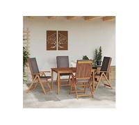vidaXL Chaise de jardin, lot de 4, marron et gris, 57 x 71,5 x 104 cm