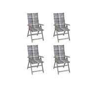 vidaXL Chaise à haut dossier Réglable 4 pièces avec coussins Bois massif Acacia
