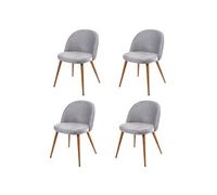 Mendler Chaise de salle à manger HWC-D53 – Lot de 4 – Velours gris clair, style rétro années 50