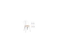 Kosmi Lot de 4 chaises en métal Blanc Mat et Assise en Bois Clair - Style Industriel