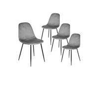 AltoBuy Alessia - Lot de 4 Chaises Velours Côtelé Gris Foncé