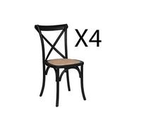 Lot de 4 chaise H. 89 cm non pliable en bois interieur noir