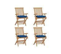 Lot de 4 chaise H. 89 cm pliable en bois massif exterieur bleu