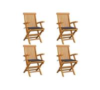 vidaXL Chaises de jardin 4 pcs avec coussins anthracite – Bois massif teck