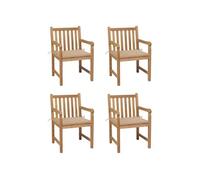 Lot de 4 chaise H. 90 cm exterieur beige en teck