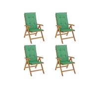 vidaXL Chaises de jardin Bois massif teck Lot de 4 avec coussins