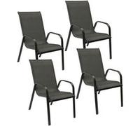 Happy Garden Chaises MARBELLA en textilène gris – aluminium gris anthracite – Lot de 4