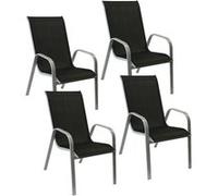 Lot de 4 chaises marbella en textilène noir - aluminium gris