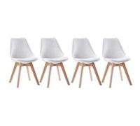 Lot de 4 chaises scandinaves NORA blanches avec coussin