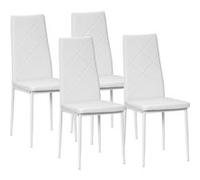Lot de 4 chaise homcom interieur non empilable non pliable en acier H. 47 cm blanc Blanc G