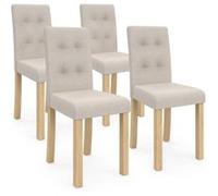 IDMARKET Lot de 4 chaises de salle à manger POLGA en tissu beige