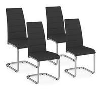 IDMARKET Lot de 4 chaises de salle à manger MIA pieds chromés noir