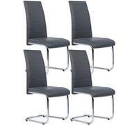 IDMARKET Lot de 4 chaises de salle à manger MIA pieds chromés gris