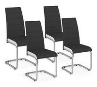 Lot De 4 Chaises Mia Noires Liseré Blanc Pour Salle À Manger
