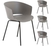 Lot de 4 chaise idimex exterieur non pliable H. 80 cm en plastique gris gris G