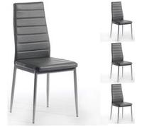 IDIMEX Lot de 4 chaises de Salle à Manger Nathalie piètement métallique Couleur Aluminium revêtement synthétique Gris