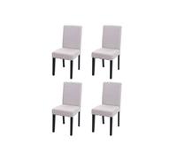 4x chaise de salle à manger chaise de cuisine Littau textile, beige crème, pieds foncés