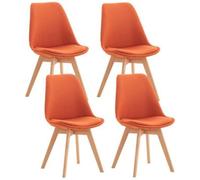 Lot de 4 Chaise - LinCHAVORNAY - Vintage - Bois - Orange - Salle à manger - Intérieur