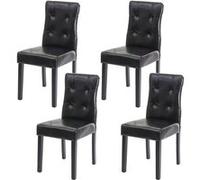 4x chaise de salle à manger HWC-E58, fauteuil similicuir noir, pieds foncés